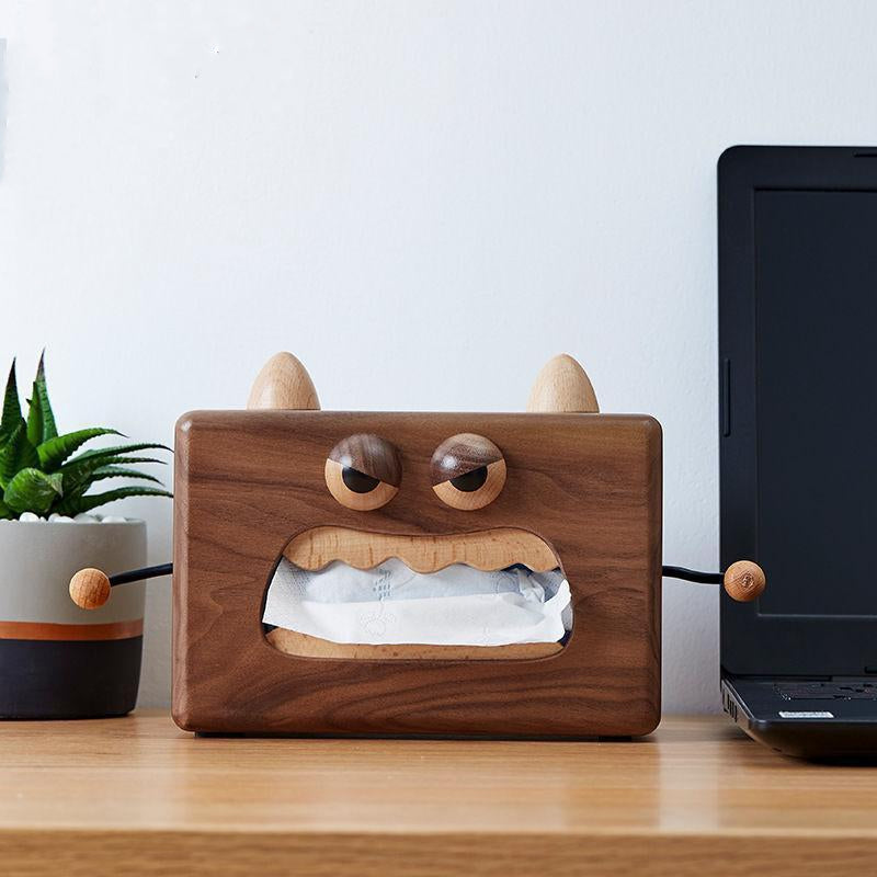 Wooden monster tissue box