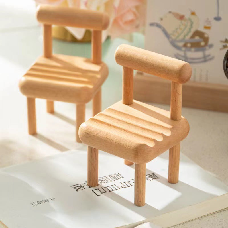 Wooden Creative Small Bench Cell Phone Holder