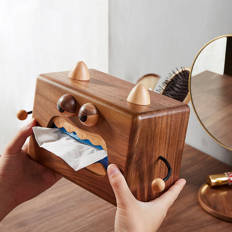 Wooden monster tissue box