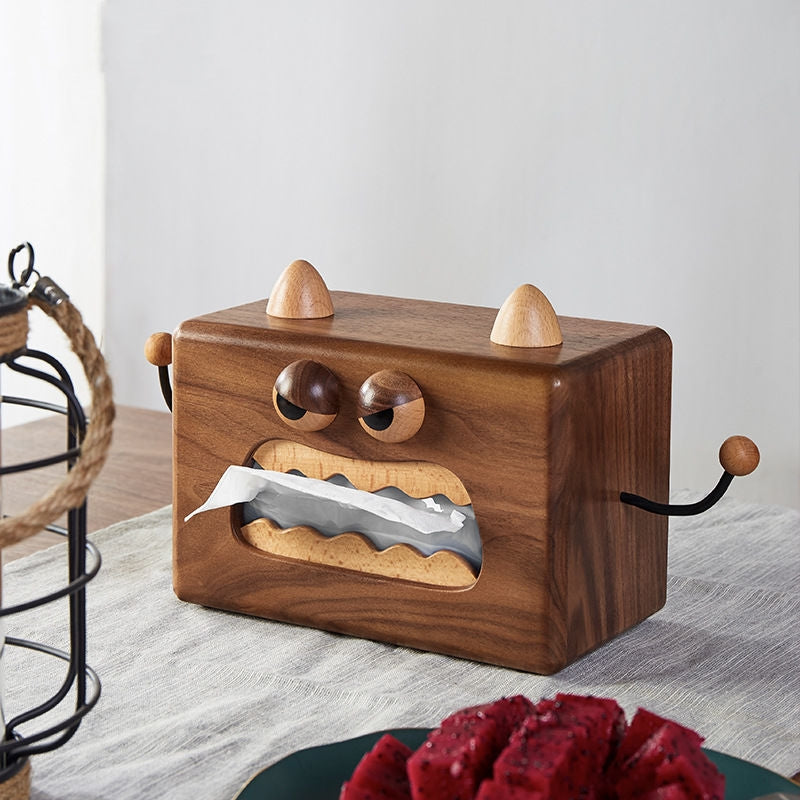 Wooden monster tissue box